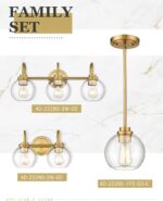 Audickic Bathroom Light Fixtures, 3-Light Brushed Gold Vanity Lights with Globe Clear Glass, Champagne Bronze Vanity Lighting Fixtures Over Mirror, AD-22280-3W-GD - Image 8