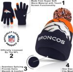 Ultra Game Adults NFL Official Super Soft Winter Beanie Knit Hat With Warm Touch Screen Gloves - Image 5