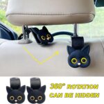 MaPctSy Car Seat Headrest Hooks - Cute Cartoon Cat Hook Vehicle Hanger for Purses, Bags, Coats, Umbrellas Holder (2pc Black) - Image 3