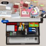 SRJZMLY Under Desk Drawer Organizer No Drill Metal Under Desk Storage Drawer Container 2 Slide Out Cabinet Drawer Suitable for Home And Office (Extra Large) - Image 3