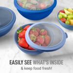 Zulay Kitchen 12 Piece Plastic Mixing Bowls with Leak-Proof Lids Set - Microwave and Freezer Safe Kitchen Mixing Bowls for Preparing, Serving and Storing - Large Nesting Bowls (Blue Ombre) - Image 6