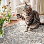 jinchan Zenith Floral 8x10 Area Rug Soft Low-Pile Living Room Rug Machine Washable Non-Slip Vintage Botanical Aesthetic Throw Carpet for Dining Room Bedroom Nursery Blue/Cream - Image 6