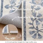 jinchan Zenith Floral 8x10 Area Rug Soft Low-Pile Living Room Rug Machine Washable Non-Slip Vintage Botanical Aesthetic Throw Carpet for Dining Room Bedroom Nursery Blue/Cream - Image 7