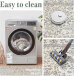 jinchan Zenith Floral 8x10 Area Rug Soft Low-Pile Living Room Rug Machine Washable Non-Slip Vintage Botanical Aesthetic Throw Carpet for Dining Room Bedroom Nursery Blue/Cream - Image 8