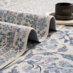 jinchan Zenith Floral 8x10 Area Rug Soft Low-Pile Living Room Rug Machine Washable Non-Slip Vintage Botanical Aesthetic Throw Carpet for Dining Room Bedroom Nursery Blue/Cream - Image 9