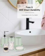 IMAVO Green Bathroom Accessories,Non Slip Super Absorbent Rugs and Waterproof Shower Curtain with Hooks,Complete Bathroom Set for Bathroom Décor - Image 4