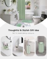 IMAVO Green Bathroom Accessories,Non Slip Super Absorbent Rugs and Waterproof Shower Curtain with Hooks,Complete Bathroom Set for Bathroom Décor - Image 5