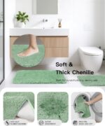 IMAVO Green Bathroom Accessories,Non Slip Super Absorbent Rugs and Waterproof Shower Curtain with Hooks,Complete Bathroom Set for Bathroom Décor - Image 6