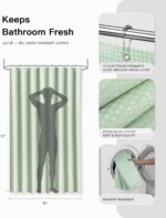 IMAVO Green Bathroom Accessories,Non Slip Super Absorbent Rugs and Waterproof Shower Curtain with Hooks,Complete Bathroom Set for Bathroom Décor - Image 7