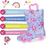 FUNCOO PLUS Toddler Kids Rain Boots Boys Girls Light Up Waterproof Boot with Handles - Image 3