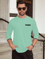 Hardaddy Men's Color Block Pullover Crew Neck Long Sleeve Tee Shirts with Pocket - Image 3