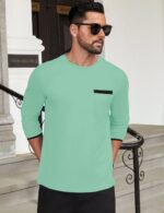 Hardaddy Men's Color Block Pullover Crew Neck Long Sleeve Tee Shirts with Pocket - Image 4