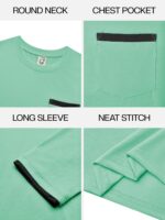 Hardaddy Men's Color Block Pullover Crew Neck Long Sleeve Tee Shirts with Pocket - Image 7