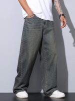 Men's Baggy Jeans Y2K Vintage Wide Leg Denim Pants Hip Hop Skater Jeans Loose Fit Trousers 2000s Streetwear - Image 4