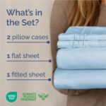 Full Size 4 Piece Sheet Set - Comfy Breathable & Cooling Bed Sheets Set - Hotel Luxury Bedding for Women, Men, Kids, Teens, Boys & Girls - Deep Pockets, Soft and Wrinkle Free - Oeko-Tex - Light Blue - Image 3