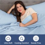 Full Size 4 Piece Sheet Set - Comfy Breathable & Cooling Bed Sheets Set - Hotel Luxury Bedding for Women, Men, Kids, Teens, Boys & Girls - Deep Pockets, Soft and Wrinkle Free - Oeko-Tex - Light Blue - Image 5