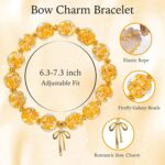 AVJUTER Firefly Bracelet Bow Charm Bracelet for Women Gold Colored Handmade Preppy Bracelet Stretch Romantic Jewelry Gift - Image 7