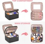 HXLGMD Double Layer Travel Makeup Bag Women, Cosmetic Organizer Case, Travel Essentials Accessories with Shoulder Strap for Bottles, Brushes, Conditioner, Skin Care Products, Black - Image 3