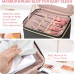 HXLGMD Double Layer Travel Makeup Bag Women, Cosmetic Organizer Case, Travel Essentials Accessories with Shoulder Strap for Bottles, Brushes, Conditioner, Skin Care Products, Black - Image 9