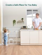 Babelio Baby Gate with Adjustable Cat Door,29-43" Auto Close Durable Pet door for Stairs,Doorways and House,Pressure Mounted,Easy Install,Effortless Walk Thru,White - Image 7