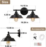 Adcssynd 2-Light Farmhouse Vanity Light, 20” Black Bathroom Wall Sconce for Over Mirror, Rustic Metal Vanity Lighting Fixture - Image 4