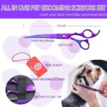Purple Dragon Professional 7.0 inch 4PCS Pet Grooming Scissors Kit Japan Premium Steel Straight & Curved & Thinning Blade Dog Hair Cutting Shears Set with Case - Image 3