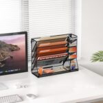 SUPEASY Wall File Organizer, 5-Tier office wall organizer with 4 Pen Holders, Wall Organizer for Office with R-shaped Bottom Tray, Metal Desk Organizer for Office, School, Home, Black - Image 9