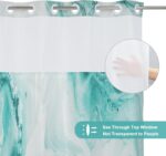 TYLCLTX No Hook Shower Curtain with Snap in Liner Teal Marble Modern Crack Ink Texture Double Layers Shower Curtain Waterproof Fabric See-Through Top Window Bathroom Decorative 71x83inch - Image 3