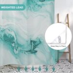 TYLCLTX No Hook Shower Curtain with Snap in Liner Teal Marble Modern Crack Ink Texture Double Layers Shower Curtain Waterproof Fabric See-Through Top Window Bathroom Decorative 71x83inch - Image 5