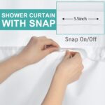 TYLCLTX No Hook Shower Curtain with Snap in Liner Teal Marble Modern Crack Ink Texture Double Layers Shower Curtain Waterproof Fabric See-Through Top Window Bathroom Decorative 71x83inch - Image 7