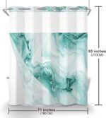TYLCLTX No Hook Shower Curtain with Snap in Liner Teal Marble Modern Crack Ink Texture Double Layers Shower Curtain Waterproof Fabric See-Through Top Window Bathroom Decorative 71x83inch - Image 8