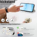 Asuwish Phone Case for Samsung Galaxy S22 Ultra 5G Wallet Cell Flip Cover with Tempered Glass Screen Protector Flower Card Holder Slot Stand ID S22ultra 22S S 22 S22ultra5g 6.8 A Flower - Image 4