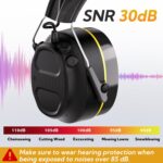 ToolFun Gel Ear Pad Bluetooth Hearing Protection Headphones, 30dB SNR, 1200mAh Rechargeable Battery for 120H Playtime - Image 3