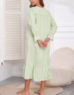 Viakeo 100% Cotton Nightgowns For Women Victorian Night Gown Long Sleeve House Dress With Pockets S-3XL - Image 6