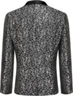 COOFANDY Men's Floral Tuxedo Jacket Luxury Embroidered Wedding Blazer Dress Suit for Party Dinner - Image 4