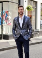 COOFANDY Men's Floral Tuxedo Jacket Luxury Embroidered Wedding Blazer Dress Suit for Party Dinner - Image 7