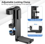 KDD 5 in 1 Desk Controller Holder - Rotating Headphone Hanger with Cup Holder - Clamp On Desk Organizer Holds Controller, Headphone, Cup, Mobile Phone and Pen(Black) - Image 9