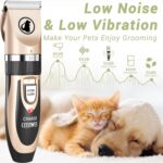 Ceenwes Dog Clippers Low Noise Pet Clippers Rechargeable Trimmer Cordless Grooming Tool Professional Dog Hair Trimmer with Comb Guides Scissors for Dogs Cats & Others（Gold） - Image 3