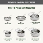 GreenPan Valencia Pro Tri-Ply Stainless Steel 10 Piece Cookware Set, Induction Ready Pots & Pans, Mirror Finish, Dishwasher Safe & Oven/Broiler Safe to 600F, Compatible with All Cooktops, Silver - Image 5