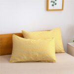 JELLYMONI 100% Natural Cotton 3pcs Striped Duvet Cover Sets,White Duvet Cover with Yellow Stripes Pattern Printed Comforter Cover,with Zipper Closure & Corner Ties(Cal King Size) - Image 8
