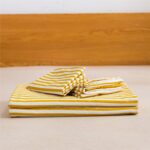 JELLYMONI 100% Natural Cotton 3pcs Striped Duvet Cover Sets,White Duvet Cover with Yellow Stripes Pattern Printed Comforter Cover,with Zipper Closure & Corner Ties(Cal King Size) - Image 10