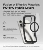 Ringke Fusion Bold for iPhone 16 Pro Case, Compatible with MagSafe, Textured Sides for Grip, Anti-Yellowing Technology, Clear Back to Show Phone Color - Magnetic Black - Image 8