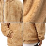 VahRuta Mens Fuzzy Sherpa Hoodie Sweatshirt Long Sleeve Fashion Pullover Fall Outwear Winter Hooded - Image 5