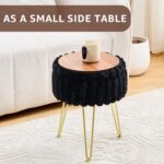 Wimarsbon Vanity Stool with Storage, Faux Fur Ottoman Chair with Metal Legs, Round Makeup Vanity Chair for Bedroom or Dressing Table, Modern Small Ottoman Seat (Black) - Image 5