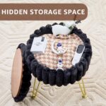 Wimarsbon Vanity Stool with Storage, Faux Fur Ottoman Chair with Metal Legs, Round Makeup Vanity Chair for Bedroom or Dressing Table, Modern Small Ottoman Seat (Black) - Image 6
