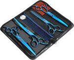7.0in Titanium Professional Pet Grooming Scissors Set, GEMEK 6 in 1 Straight & Thinning & Upwards Curved & Downwards Curved Scissors & Comb for Dogs, Cats (Blue) - Image 3
