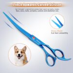7.0in Titanium Professional Pet Grooming Scissors Set, GEMEK 6 in 1 Straight & Thinning & Upwards Curved & Downwards Curved Scissors & Comb for Dogs, Cats (Blue) - Image 9