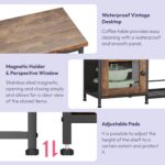 SWTYMIKI Bakers Rack with Storage - Coffee Bar Cabinet Organizer with 8 Hooks, Shelves & Cabinet Door, Coffee Station for Kitchen Dining Room, Microwave Stand with Adjustable Feet, Espresso - Image 8