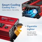 500W Power Inverter, Car/Light Truck 12V DC to 110V AC Converter USB and 3.0A USB and Type-C Ports Car Charger Inverter with Cigarette Lighter Ports for Smartphones Laptops Tablets - Image 5