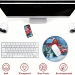 Christmas Merry Xmas Mouse Pad Santa Claus Round Mousepad with Non-Slip Rubber Base and Stitched Edge Mouse Mat for Wireless Computer Laptop Office Desk Accessories 8 x 8 Inches - Image 7